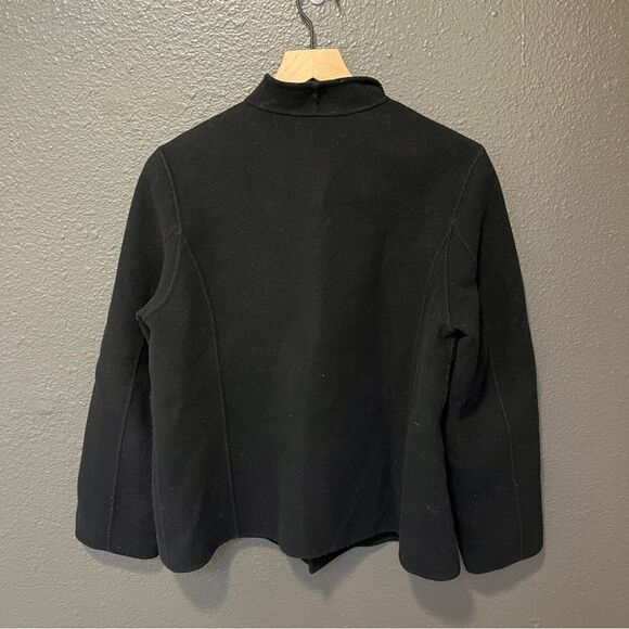 Eileen Fisher Black Stand Collar Open Front Wool/Cashmere Blend Jacket Small - Picture 4 of 12